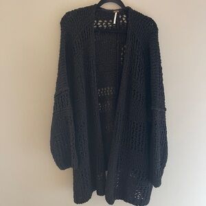 Free People Black Saturday Morning Oversized Cardigan Sweater Size Medium-Large